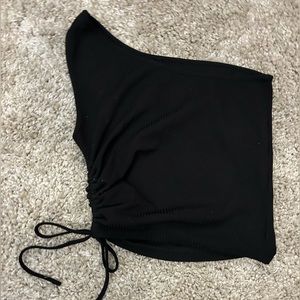 Black one strap ribbed shirt